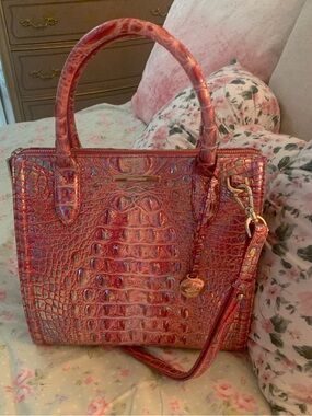 Brahmin Magenta Wonderland small Caroline purse satchel